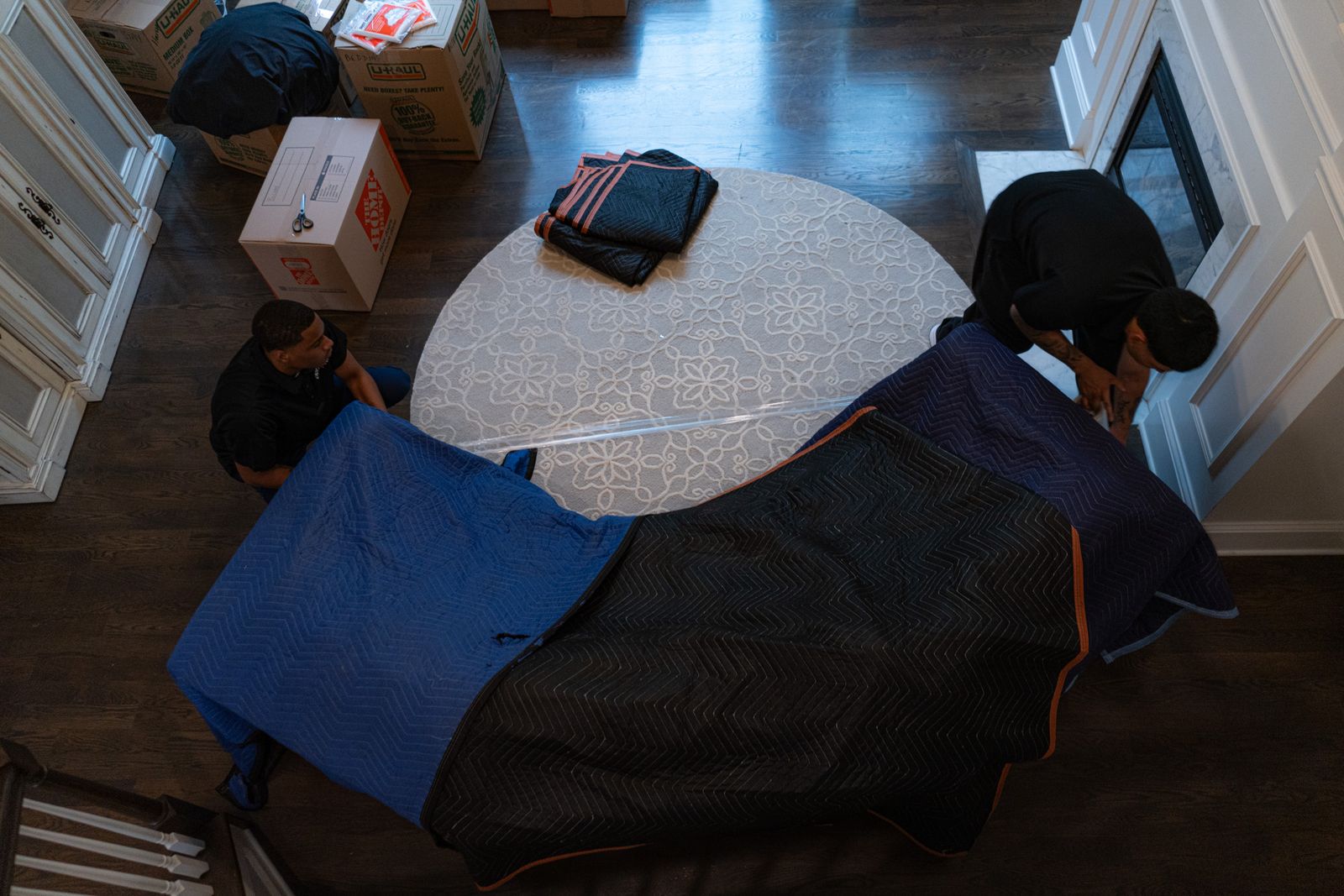 Professional movers loading truck